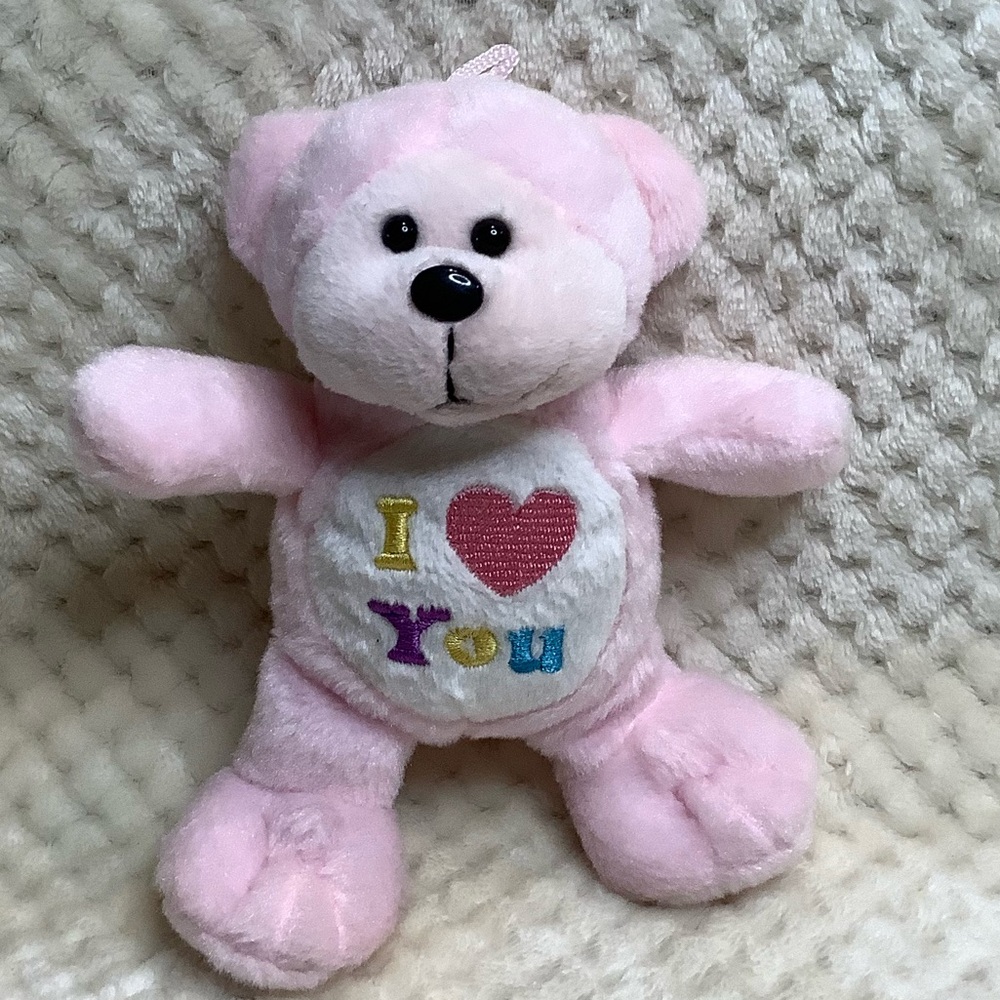 Plushland Cute Pink Plush I Heart You Bear Stuffed Valentines Animal Toy